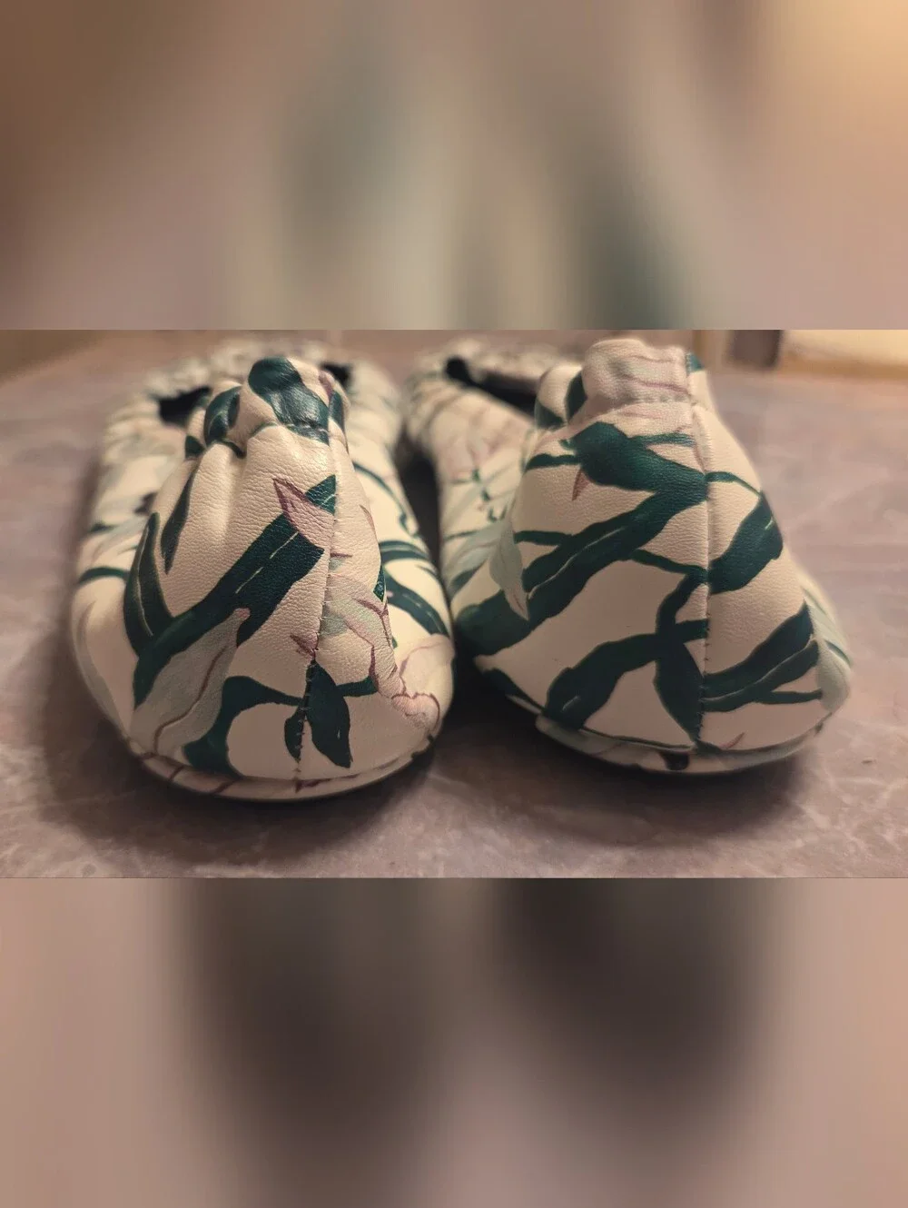 Tory Burch White Floral Logo Ballet Flat